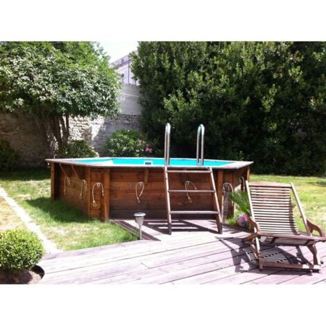 Piscine bois Ubbink AZURA hexagonale Ø410x120cm + bâche