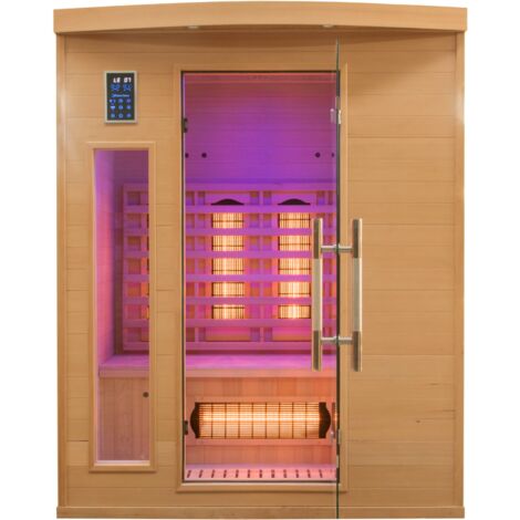 France Sauna – Sauna infrarouge cabine 3 places – Panneaux carbone – Puissance 2280W – Dimensions 153 x 110 x 190 cm – Chromathérapie et HiFi (1/5)