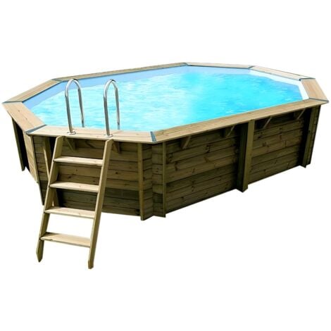 Piscine bois Ubbink SUNWATER octogonale 300x490x120cm liner beige
