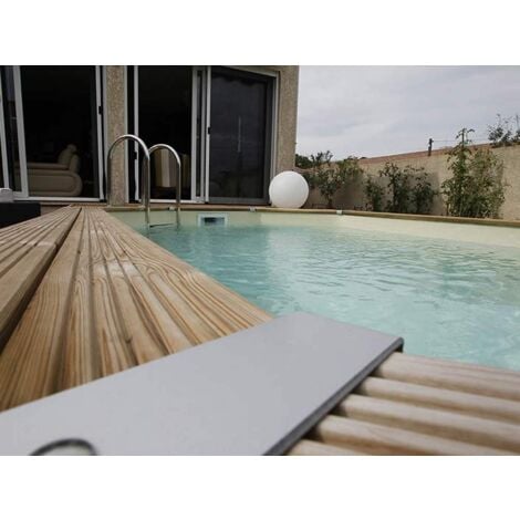 Piscine bois Ubbink AZURA octogonale 400x750x130cm liner beige