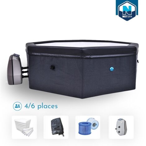 France Sauna – Spa gonflable 6 places – Structure en mousse isolante – Triple fonction massage/chauffage/filtration – Dimensions Ø 193 x H 73 cm