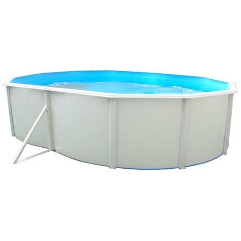 Piscine hors sol acier ovale 5.50 x 3.66 x 1.20m – Parois laquées blanches – Filtration à sable incluse – Volume 20m3 – TOI