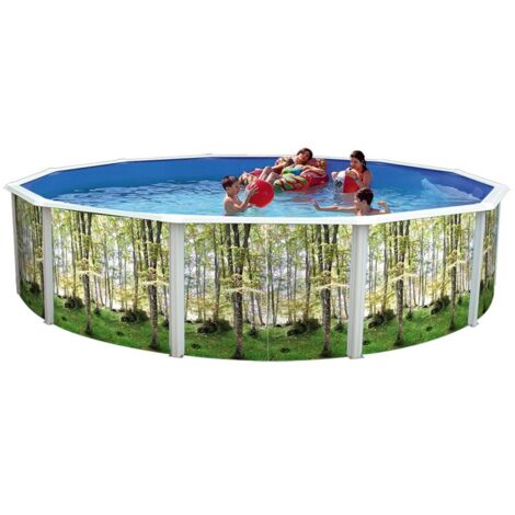 Kit piscine hors-sol acier Toi BOSQUE ronde Ø5.50 x 1.20m décor bosquet (1/4)