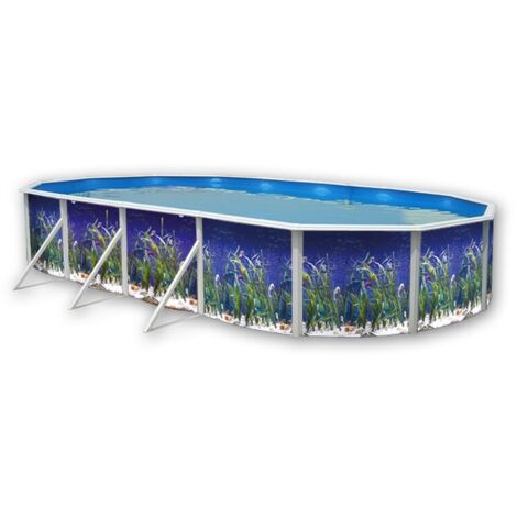 Kit piscine hors-sol acier Toi OCEANO ovale 9.15 x 4.57 x 1.20m décor aquatique (1/4)