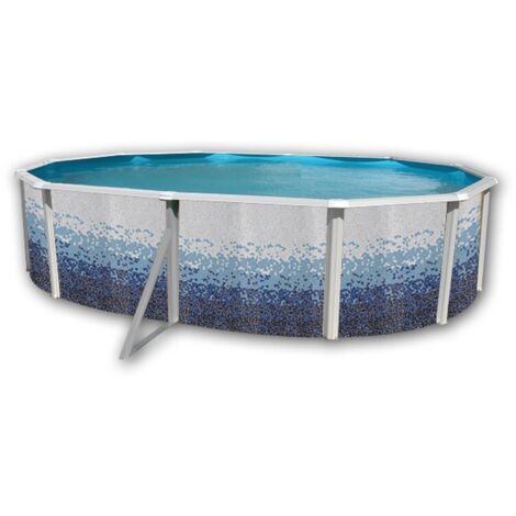 Kit piscine hors-sol acier Toi TRENCADIS ovale 5.50 x 3.66 x 1.20m décor céramique (1/4)