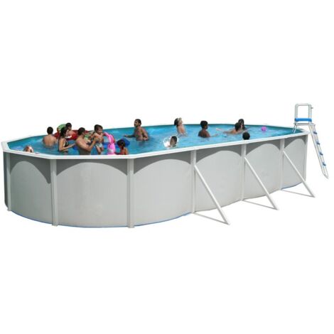 Kit piscine hors-sol acier Toi MALLORCA OVALADA ovale 9.15 x 4.57 x 1.20m décor laqué blanc