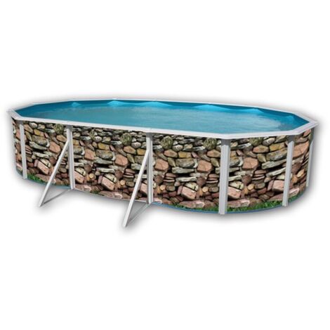 Kit piscine hors-sol acier Toi MURO ovale 6.40 x 3.66 x 1.20m décor pierre (1/4)