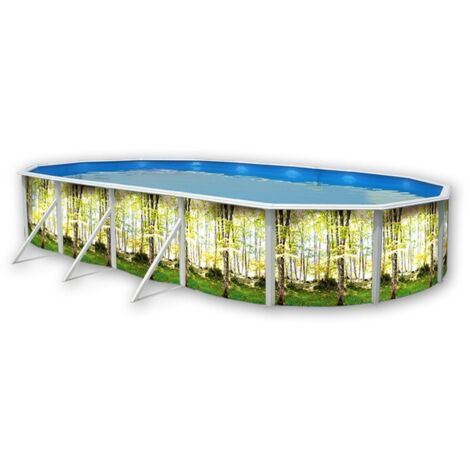 Kit piscine hors-sol acier Toi BOSQUE ovale 9.15 x 4.57 x 1.20m décor bosquet (1/4)