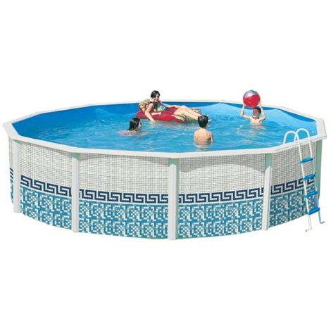 Kit piscine hors-sol acier Toi MOSAICO ronde Ø3.50 x 1.20m décor mosaïque (1/4)