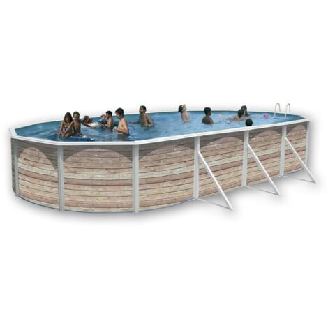 Kit piscine hors-sol acier Toi PINUS ovale 7.30 x 3.66 x 1.20m décor bois (1/4)