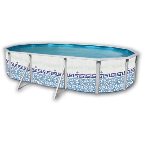 Kit piscine hors-sol acier Toi MOSAICO ovale 6.40 x 3.66 x 1.20m décor mosaïque (1/4)