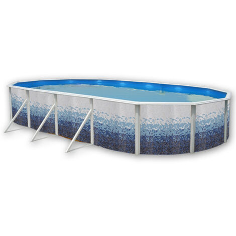 Kit piscine hors-sol acier Toi TRENCADIS ovale 9.15 x 4.57 x 1.20m décor céramique (1/5)