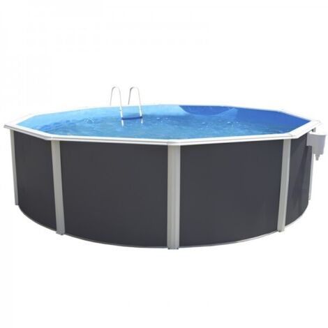 Kit piscine hors-sol acier Toi ANTHRACITE CANARIAS ronde Ø350x120cm filtre à sable