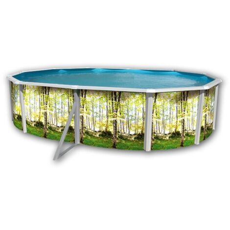 Kit piscine hors-sol acier Toi BOSQUE ovale 5.50 x 3.66 x 1.20m décor bosquet (1/4)