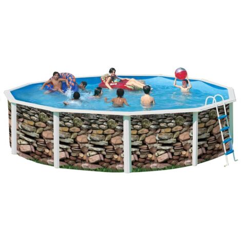 Kit piscine hors-sol acier Toi MURO ronde Ø4.60 x 1.20m décor pierre (1/4)