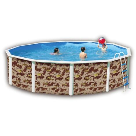 Kit piscine hors-sol acier Toi CAMUFLAJE ronde Ø6.40 x 1.20m décor camouflage (1/4)