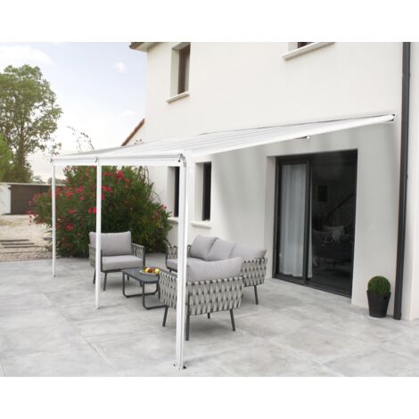 Pergola adossée DCB GARDEN CIELO 4x3m aluminium blanc, 9.36 m²