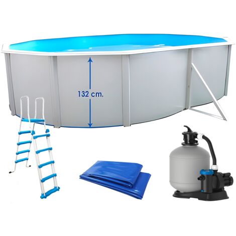 Piscine hors-sol acier Toi MAGNUM ovale 550x366x132cm filtre à sable 6m3/h (1/5)