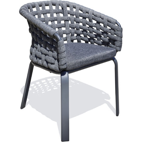 Fauteuil de jardin CAMARGUE en corde tissée et aluminium gris anthracite DCB Garden (1/5)