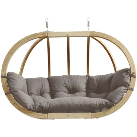 Fauteuil suspendu Globo Royal Chair taupe 2 personnes – Tissu Agora 100% polypropylène – Confort optimal intérieur/extérieur – Dimensions 176x118x72cm – Amazonas (1/6)