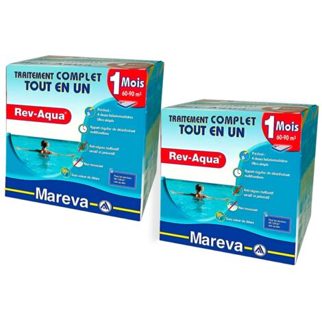Pack 2 mois traitement Mareva REV-AQUA 4 en 1 piscine 60 à 90m³ (1/2)