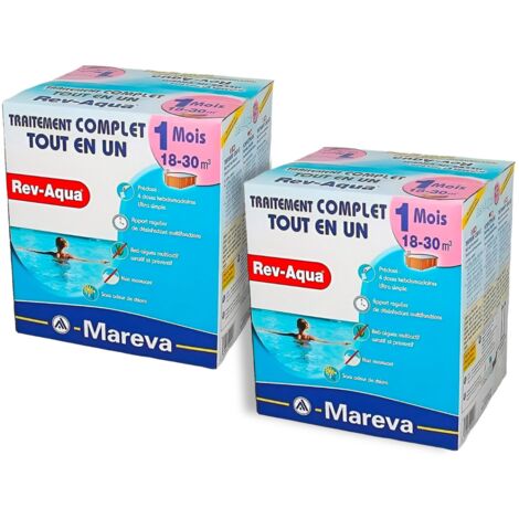 Pack 2 mois traitement Mareva REV-AQUA 4 en 1 piscine 18 à 30m³