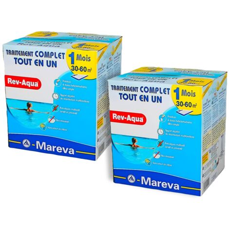 Pack 2 mois traitement Mareva REV-AQUA 4 en 1 piscine 30 à 60m³ (1/2)
