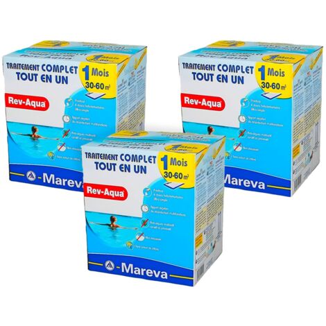 Pack 3 mois traitement Mareva REV-AQUA 4 en 1 piscine 30 à 60m³