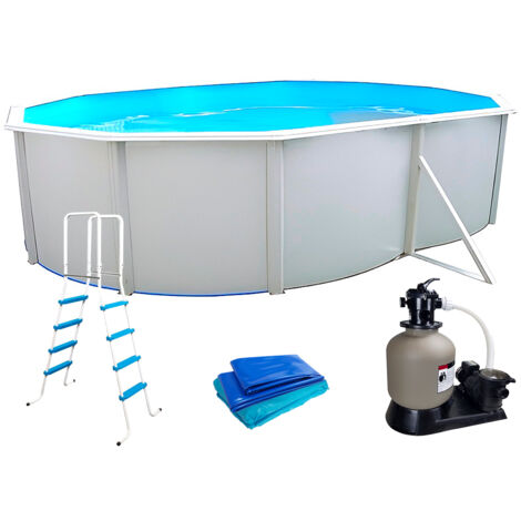 Piscine hors-sol acier Toi PRESTIGIO ovale 550x366x132cm filtre à sable 6m3/h