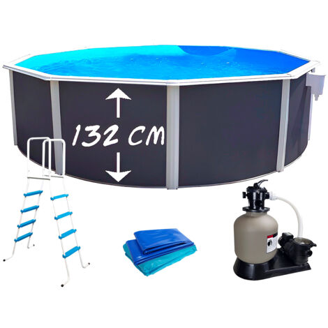 Kit piscine hors-sol acier Toi ANTHRACITE PRESTIGIO ronde Ø460x132cm liner 0.60mm (1/5)