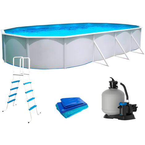 Piscine hors-sol acier Toi PRESTIGIO ovale 730x366x132cm filtre 12m3/h + liner 60/100 (1/5)