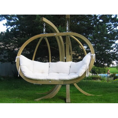 Balancelle de jardin 2 places en bois d'épicéa – Dimensions 176 x 118 x 72 cm – Coloris naturel – Résistante aux intempéries – Amazonas