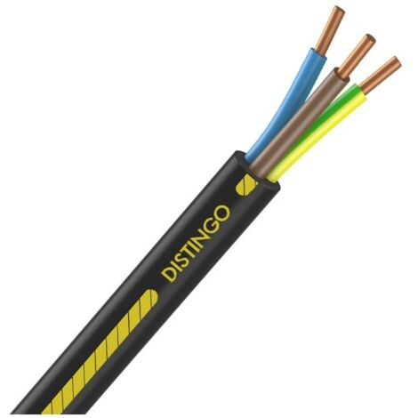 Nexans – Câble électrique R2V 3G2,5 au mètre – 0,6/1kV – Non propagateur de la flamme – Résistant aux UV pour installations fixes