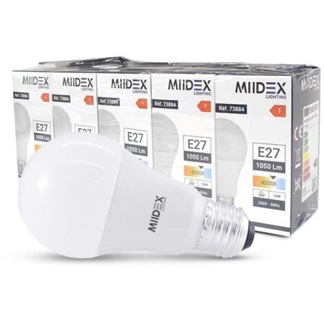 Ampoule LED dépolie Ø60 x 112mm - A60 - E27 Pack de 5 - 4000K Blanc neutre - 12W (1/7)