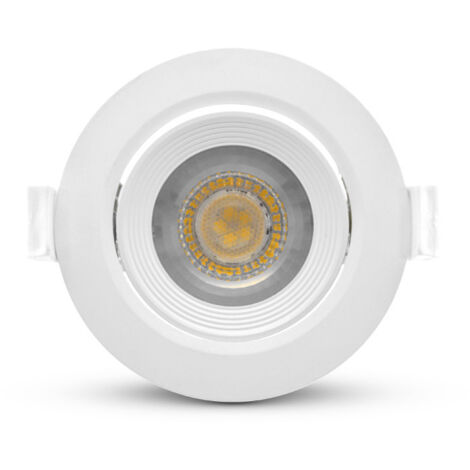Spot LED encastrable inclinable 3000K – 5W – 380 Lm – Ø90 x 44mm – Blanc chaud pour plafond et mur – Installation facile – Miidex Lighting