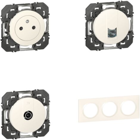 Legrand Pack Dooxie RJ45 + 2P+T + TV + Plaque 3P