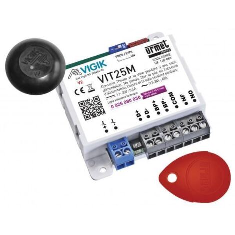 Urmet – Kit contrôle d'accès micro-centrale autonome VIGIK – Gestion jusqu'à 5000 clés par Internet – Alimentation 12-24V AC/DC – VIT25M