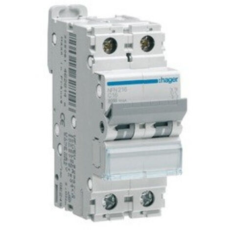 Disjoncteur 2 Pôles 10kA courbe C 50A 2 modules HAGER NFN250 (1/5)