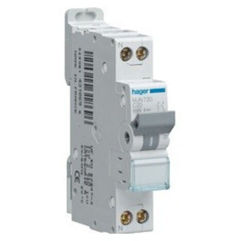 Hager – Disjoncteur unipolaire 20A courbe C – Pouvoir de coupure 4,5-6 kA – Format 1 module – Protection circuits électriques (1/10)