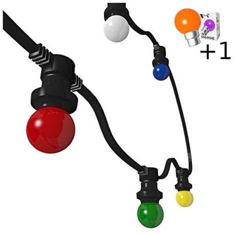 Guirlande guinguette LED multicolores - 10M 20 ampoules B22 IP44 raccordable (1/5)