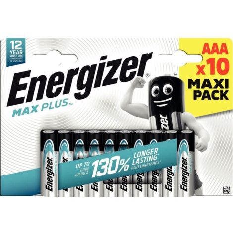 Piles alcalines Energizer Max Plus AAA LR03 1,5V x10 longue durée (1/2)