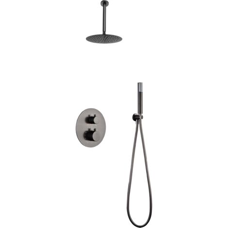 IMEX GTT039/BGM TÍVOLI Conjunto Ducha Termostático Empotrado Color Black Gun Metal - ref: GTT039/BGM