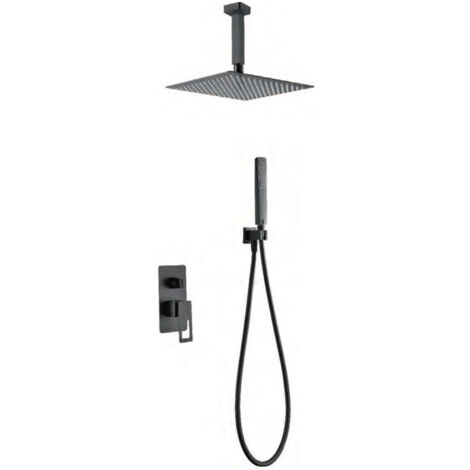 Conjunto ducha monomando empotrado Estocolmo negro IMEX BDES37-6NG