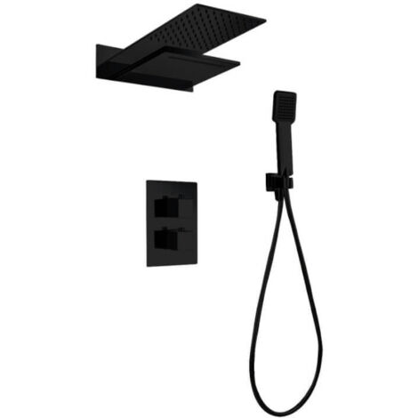 IMEX GTR049/NG RODAS Conjunto de Ducha Empotrado Termostático Negro Mate - ref: GTR049/NG