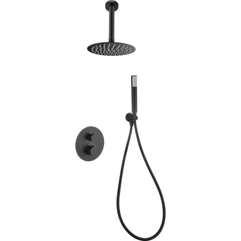 IMEX GTP059/NG PIAMONTE Conjunto Ducha Termostático Empotrado Negro Mate - ref: GTP059/NG