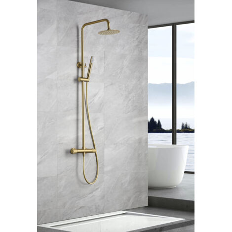 IMEX BTD038/OC LINE Conjunto de Ducha Termostático Color Oro Cepillado - ref: BTD038/OC