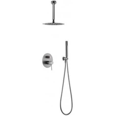 Conjunto moderno de ducha con un diseño empotrado en color níquel cepillado top Line de Imex
