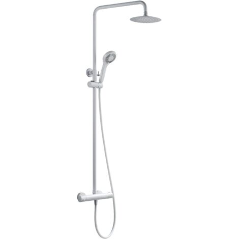 IMEX BTK017/BL KENT Grifo Termostático Conjunto de Ducha Telescópico Blanco Mate - ref: BTK017/BL