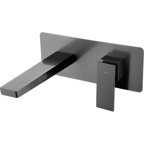 Grifo monomando empotrado para lavabo hecho de latón con acabado negro metalizado Pisa de Imex (1/5)