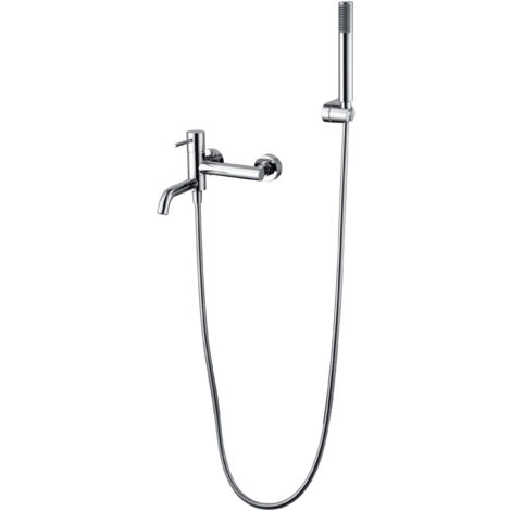 IMEX Kit vascadoccia cromada con cuerpo en latón y Zama tubo flexible de PVC 180 cm soporte y manija de ABS cartucho cerámico Ø35 mm modelo Monza Imex-BDM039-4